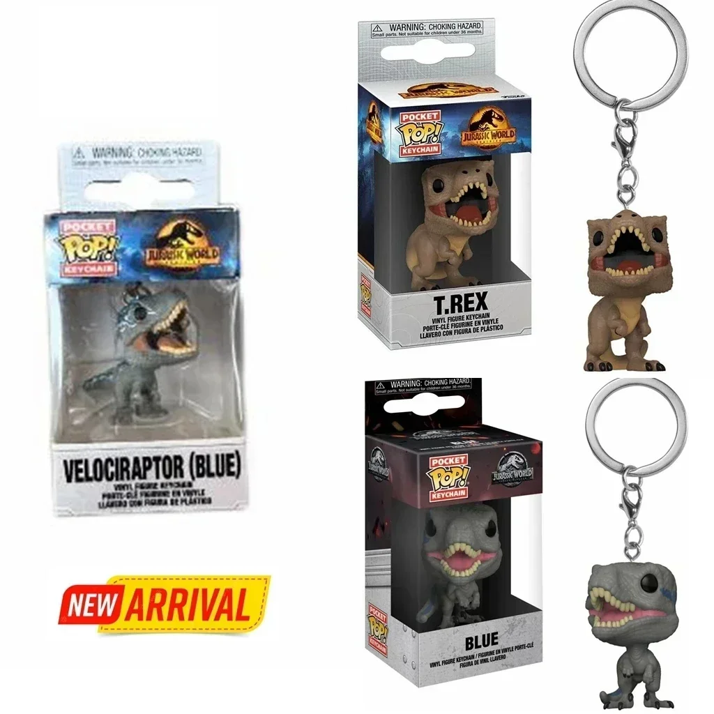 Фото Коллекционная фигурка FUNKO Pocket Jurassic: Теризинозавр, Аквилопс, Велоцираптор, Синий Тираннозавр Рекс — Брелок-фигурка, подарок, игрушка №2