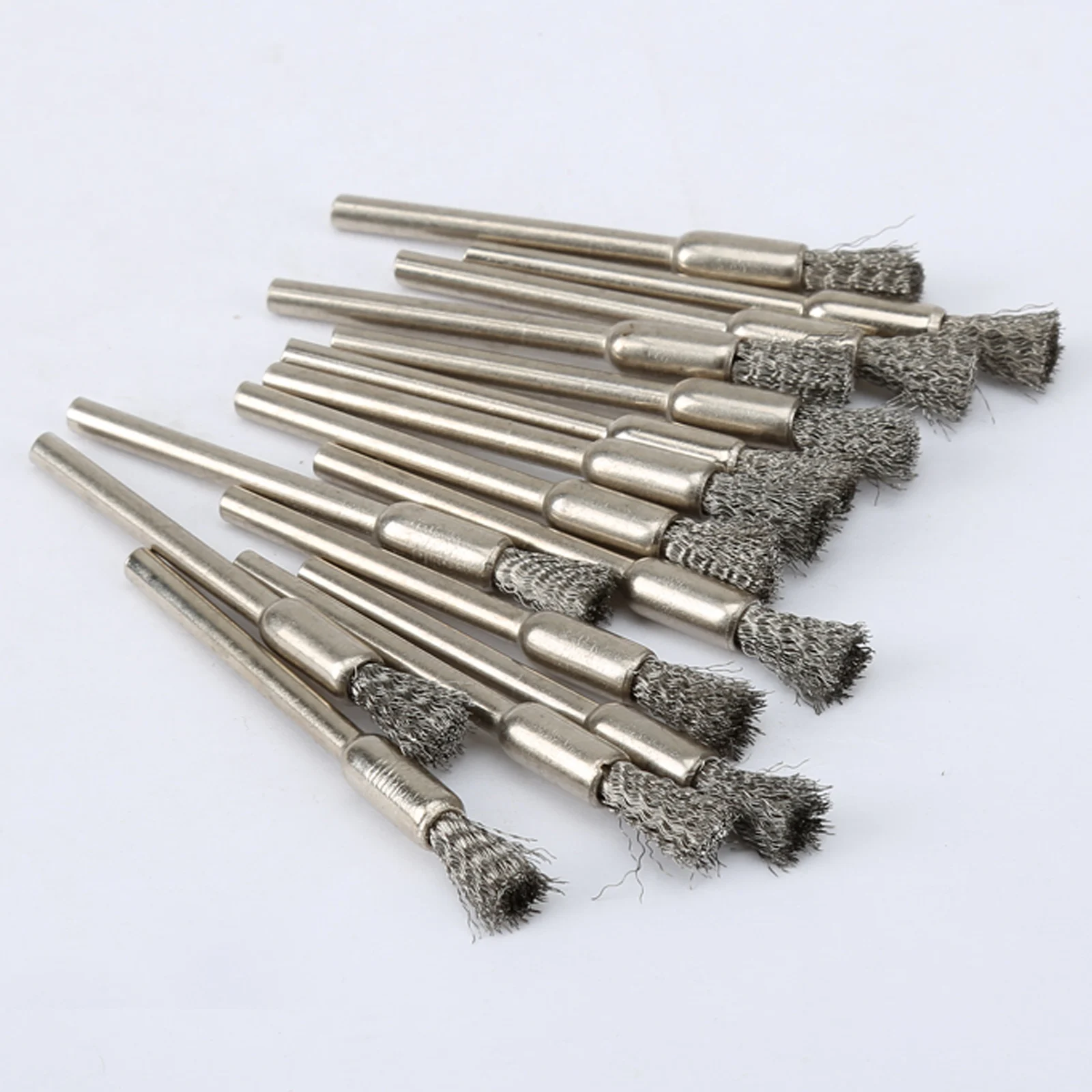 Brushes Stainless Steel Mounted Wire Wheel Mandrel Set Dremel Accessory Rotary Tools 3.17mm Shank Mandrel Silver