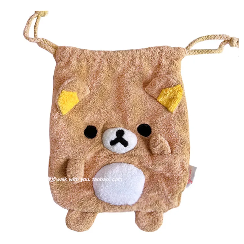 Cute Rilakkuma Plush Drawstring Bag Pouch Cartoon Anime Bear Kawaii Storage Bags Organizer