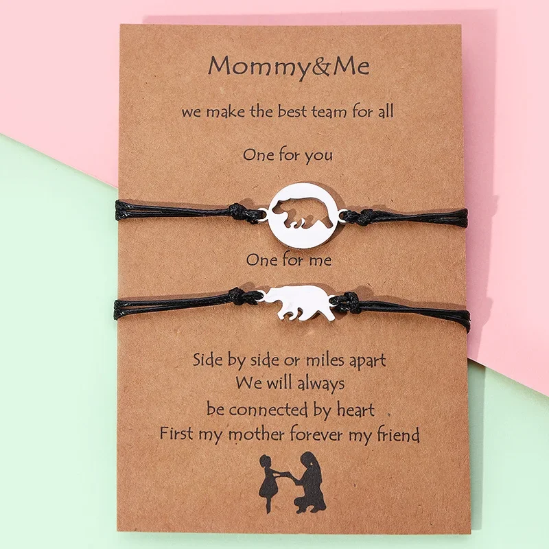 Модный браслет из нержавеющей стали с изображением полых и белых медведей