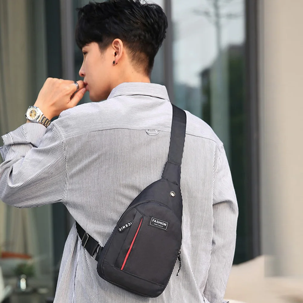 

Men One Shoulder Crossbody Bag Soft Canvas Sling Bags Zip Closure Adjustable Shoulder Strap for Hiking/Camping Outdoor Pockets