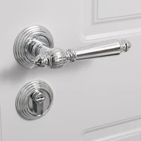 Indoor Zinc Alloy Nordic Silver Bedroom Door Kitchen Door Lock Mute Household Lock 30mm-50mm Universal Door Handle