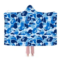 new camouflage printed hooded blanket and fancy cape warm and soft flannel throws for adults and kids for all seasons