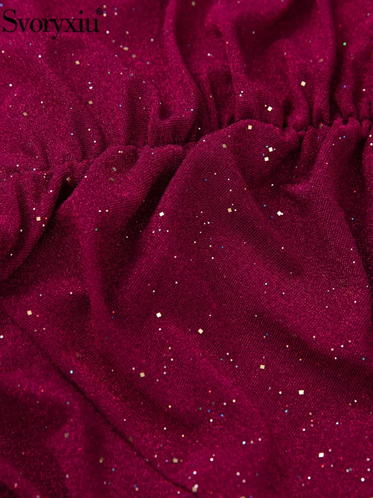 Svoryxiu модное подиумное осеннее бордовое элегантное длинное платье рыбий хвост