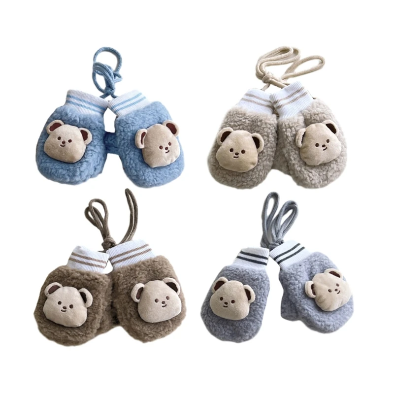 

Comfortable & Warm Knitted Gloves Bear Design Neck Hanging Gloves for Children