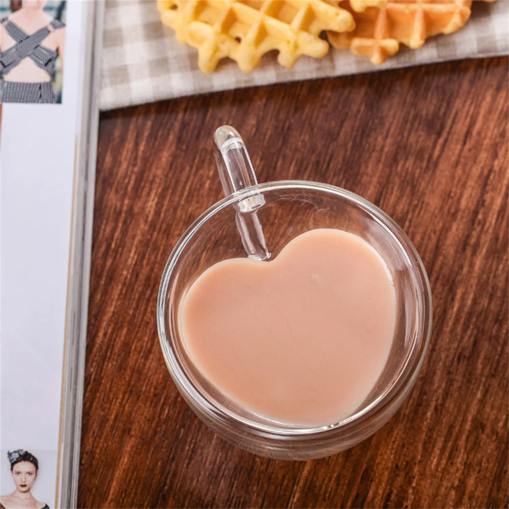 

Heat-resistant Explosion-proof Heart-shaped Coffee Mug Easy Cleaning Handmade Beer Mug Tea Glass Heart-shaped Design With Handle