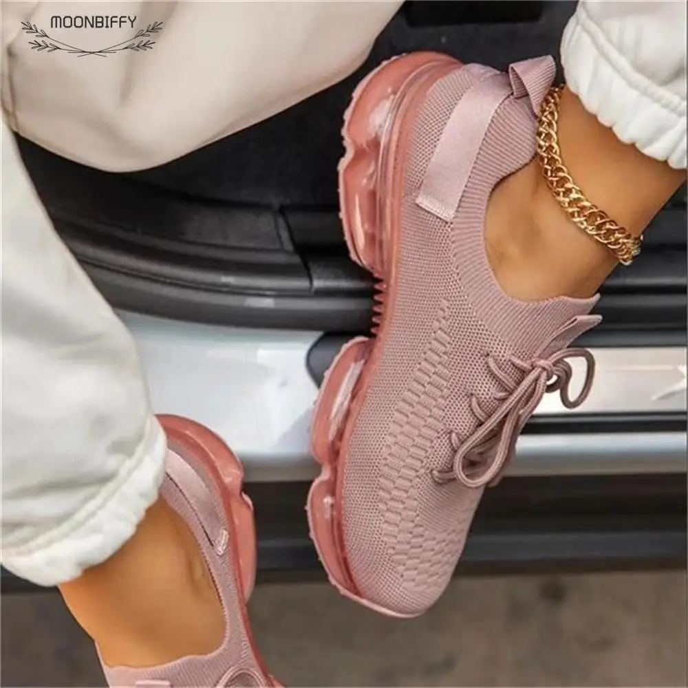 

Women's Sneakers 2022 Spring New Mix Colors Stretch Fabric Ladies Lace Up Casual Vulcanized Shoes 43 Large-Sized Sports Shoes