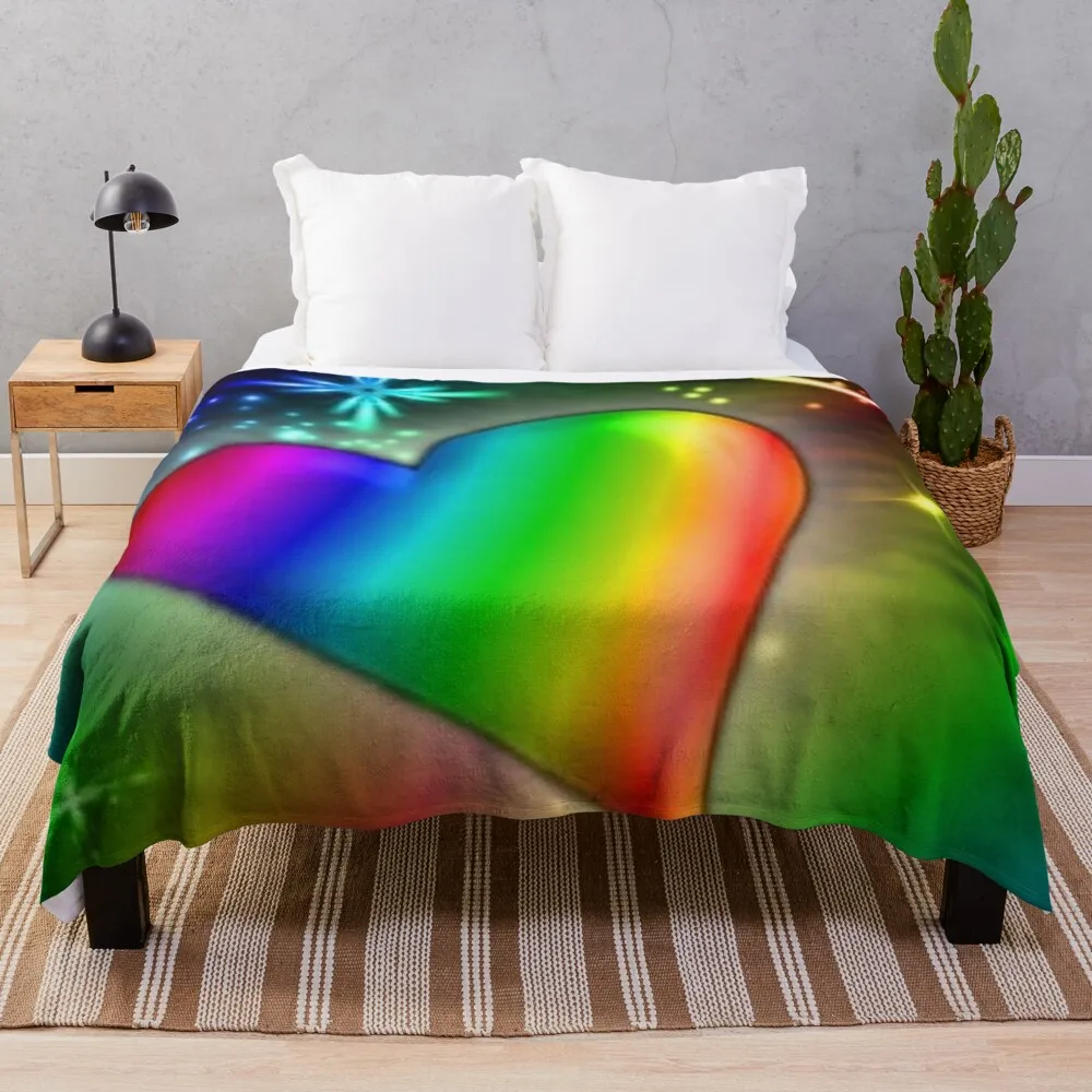 Плед с радужными сердечками в клетку на диван одеяла для ребенка роскошные пледы