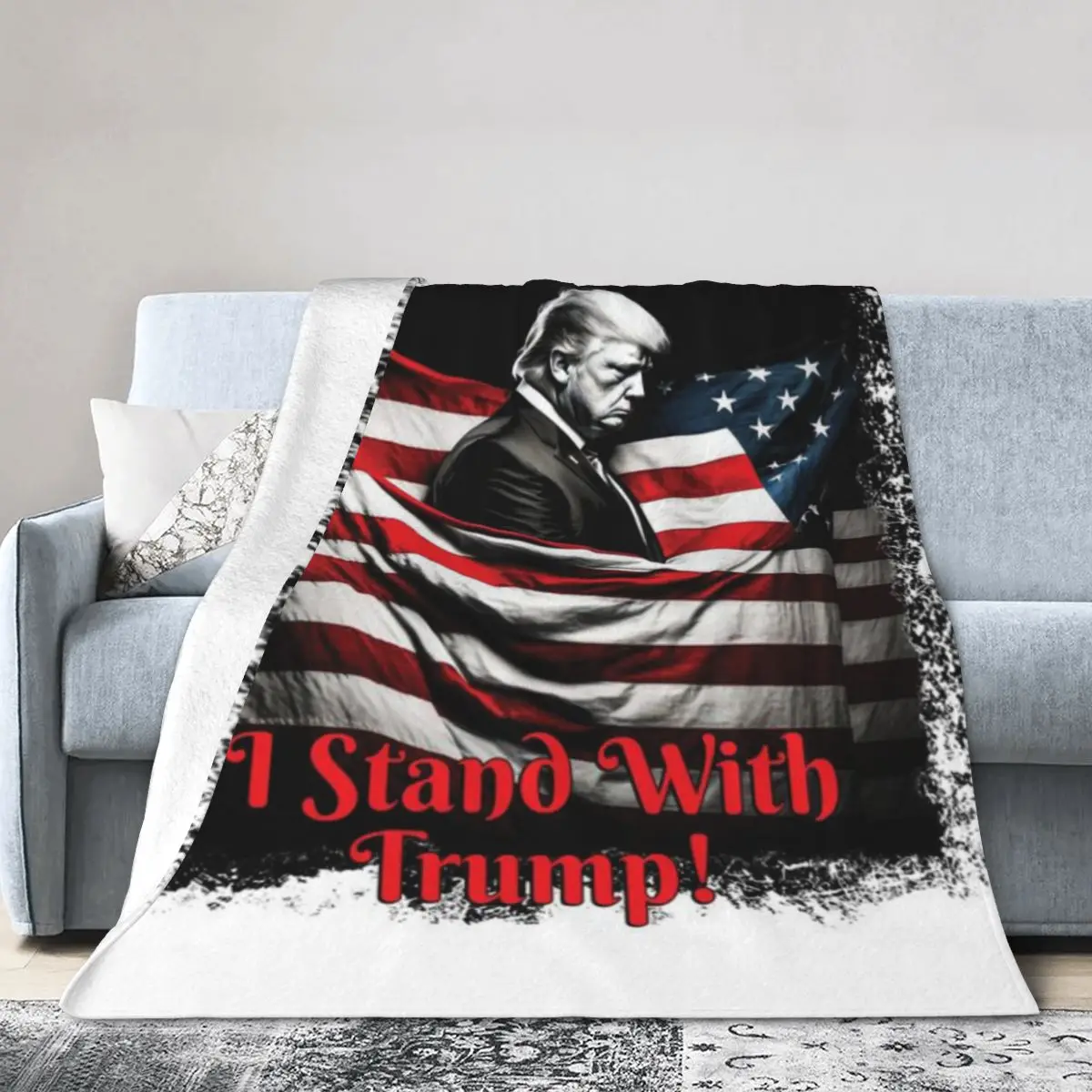 Я стою с Трампом. Ультрамягкое одеяло из микрофлиса.