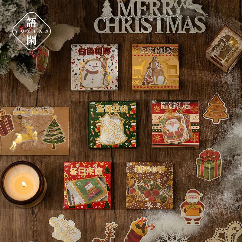 

60 шт./корт. Горячее тиснение Женская Рождественская серия винтажные Скрапбукинг Diy Материал декоративные ретро Дневники художественные нак...