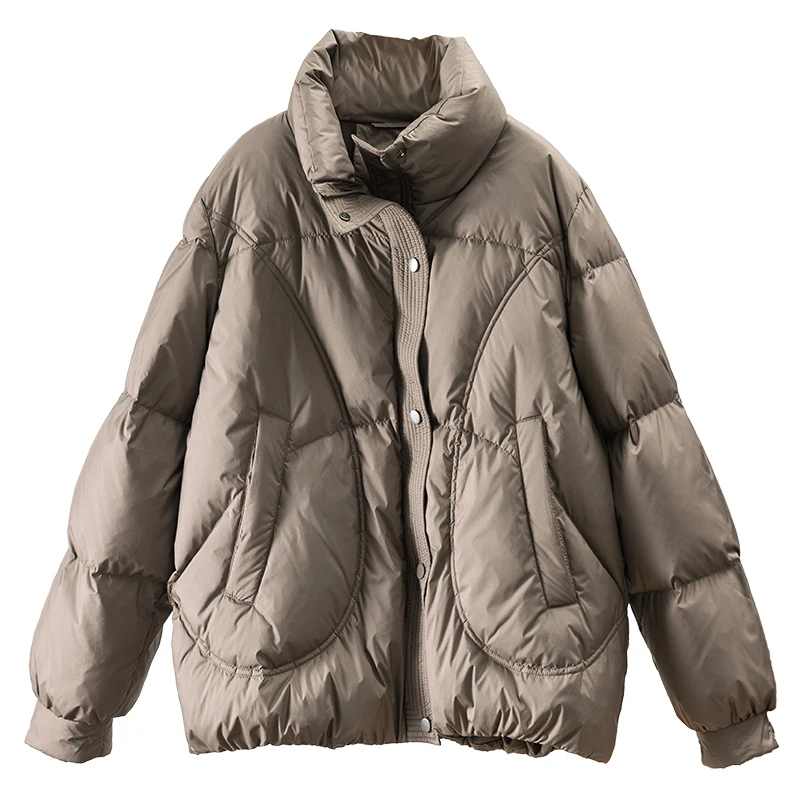 Thin 90%  White Goose Down  Casual  Winter Jacket Women  Casacos Femininos Inverno 2022  Zipper  Wide-waisted  Pockets