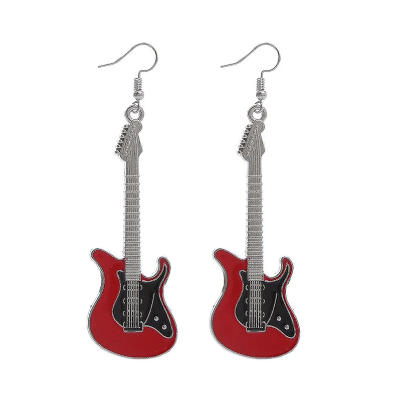 2022 Cool Electric Guitar Pendant Earrings for Women Colorful Pink Blue Funny Unusual Guitar Teens Woman Earring Jewelry Gift images - 6