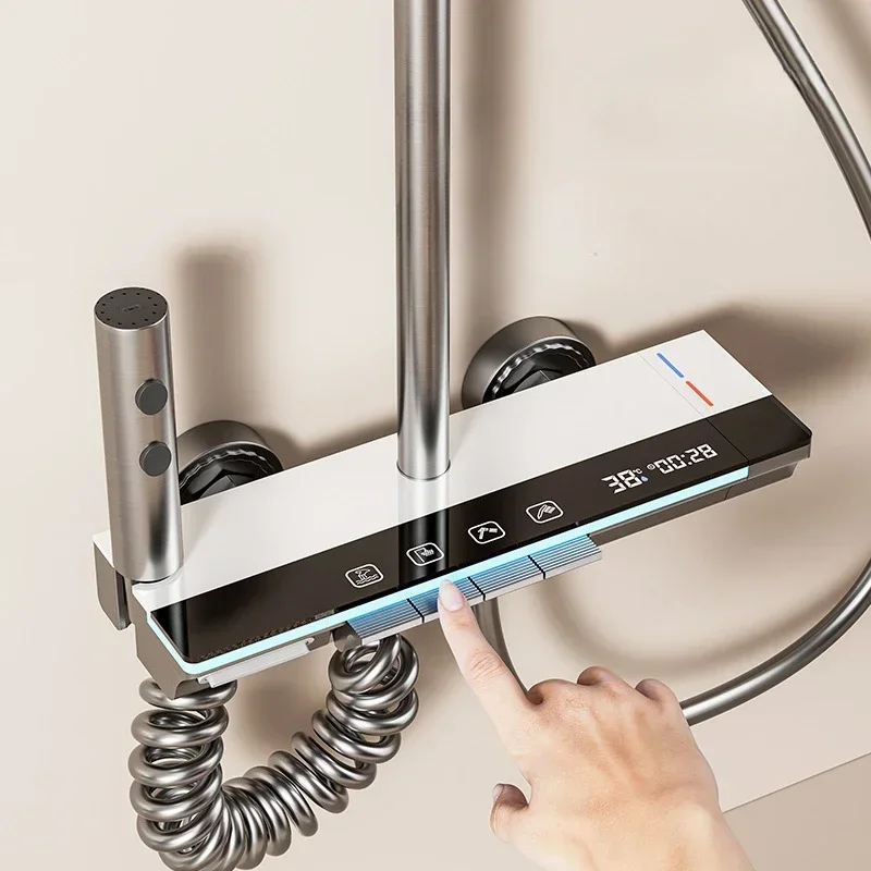 Интеллектуальный цифровой дисплей роскошный душевой набор настенный клавиш для