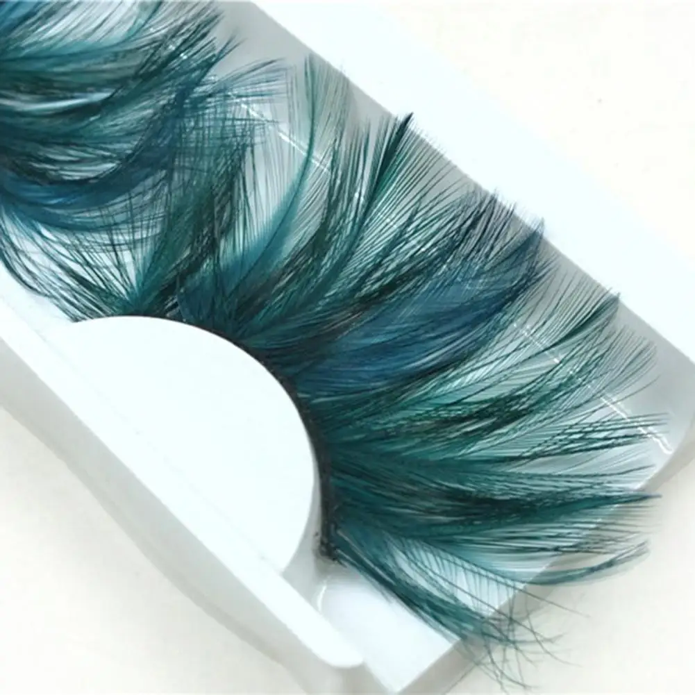 1 пара 3D искусственных перьев натуральные и густые Зеленые ресницы искусство