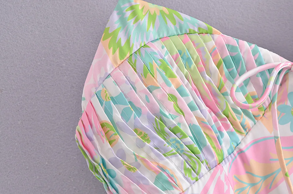 Sweet Floral Print Shirt Vintage Cute Ruffle Crop Top Women Sexy Collar Puff Sleeve Summer Blouse Femme Holiday Boho Tops | Женская