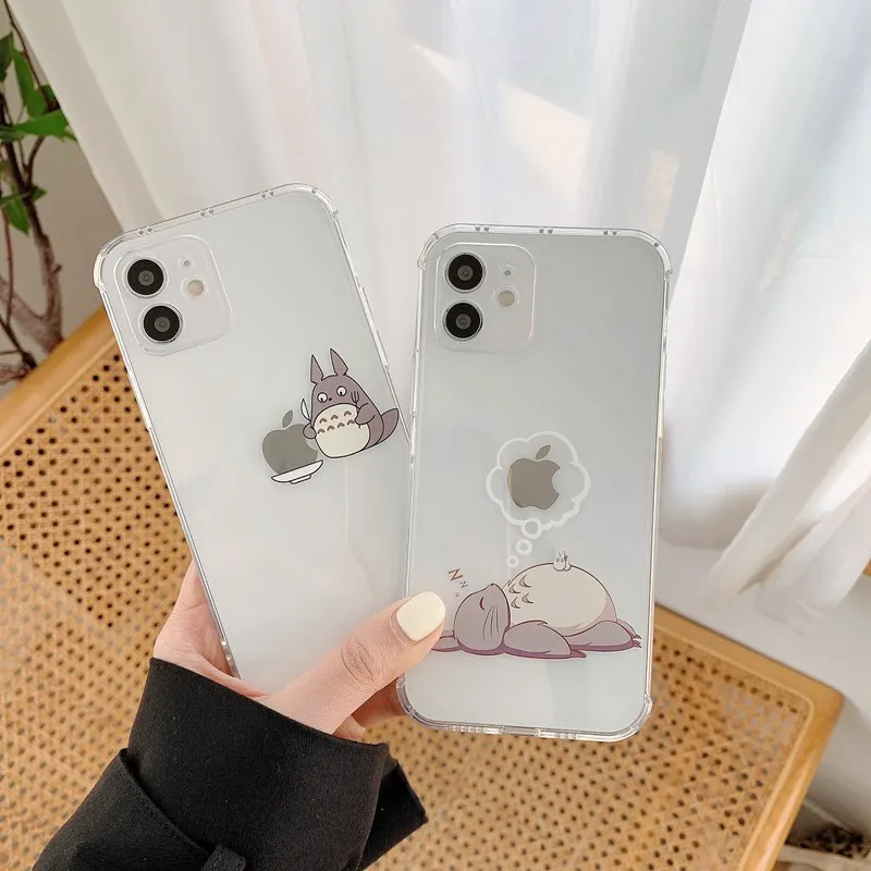 

Cute Cartoon Sleep Eat Cat Phone Case For iPhone 13 12 11 Pro MAX Xs Max X XR SE2 7 Plus 8 Plus Clear Soft Silicone Camera Cover