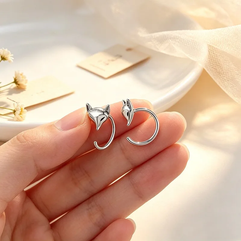 Фото Серьги-крючки Smart Fox из стерлингового серебра 925 пробы, креативные, в виде животных, милые, 3985 №3