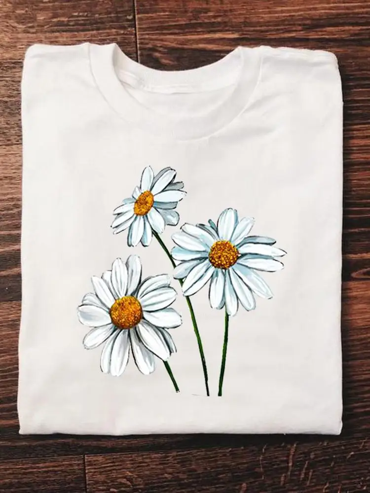 

Print T Short Sleeve Clothes Ladies Fashion Women's Clothing Flower Watercolor 90s Trend Female Graphic Tee Summer T-shirts