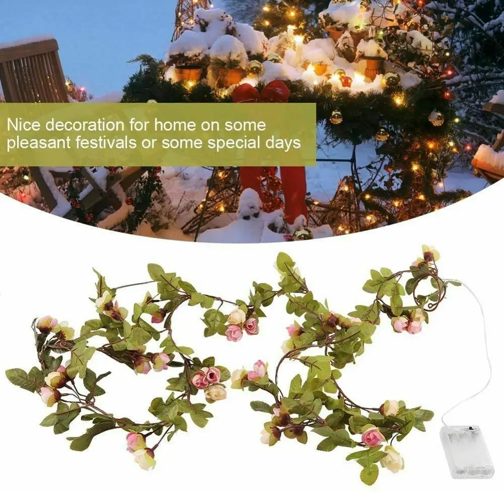 

Garland String Lights Realistic Flower Leaves Wreath Lamp for Wedding Christmas Parties Decoration IMNT