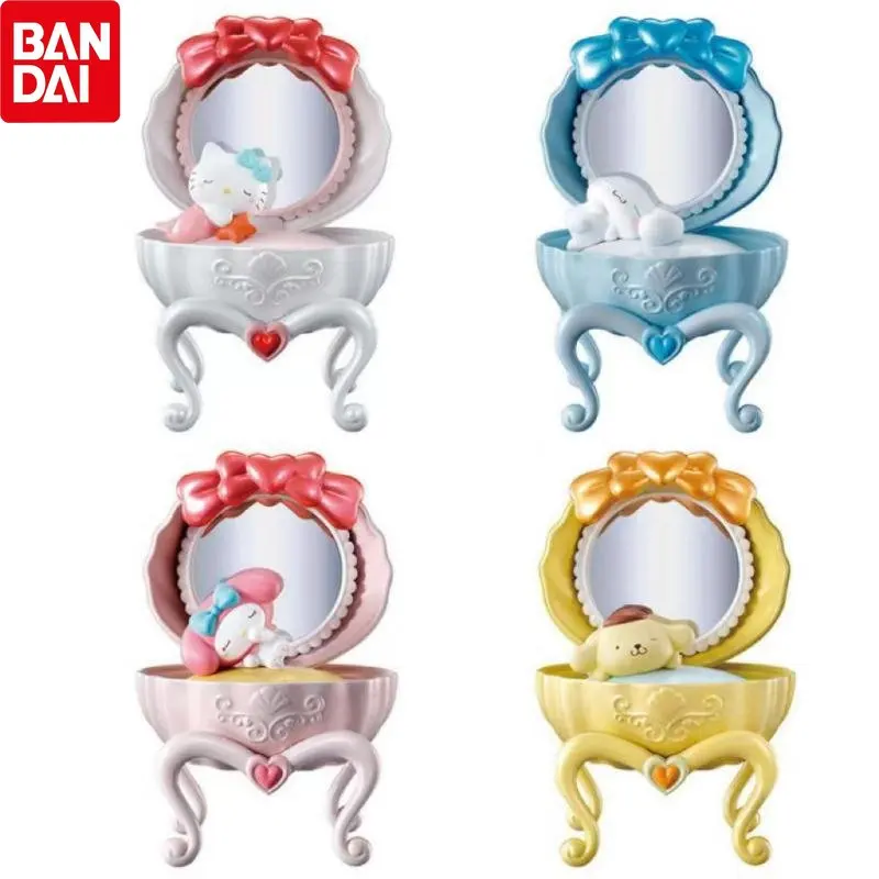 

In Shelf BANDAI Anime Figures Hello Kitty Role Small Dressing Box Jewel Case HelloKitty Ornaments Kids Brinquedos