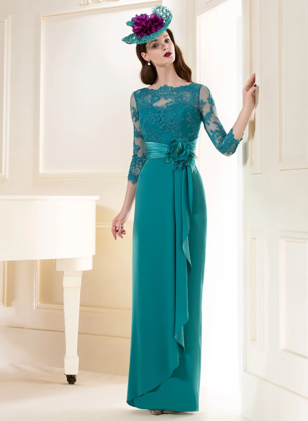 

Vestido De Festa Longo Renda Vestido De Noiva Turquoise Lace Elegant Long Sleeve Evening Gown 2023 Mother Of The Bride Dresses