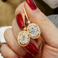 temperament oval alloy crystal earrings for women party weeding fashion simple ear jewelry accessories baoshina