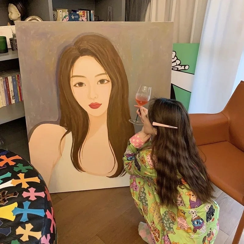 QWEEK Pajamas for Women Spring Autumn Sleepwear Loungewear Cute Cartoon Pet Dog Pijamas Pyjamas Two Piece Sets Home Clothes