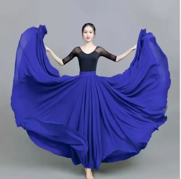

woman belly dancing solid skirt female modern dancing chiffon skirt