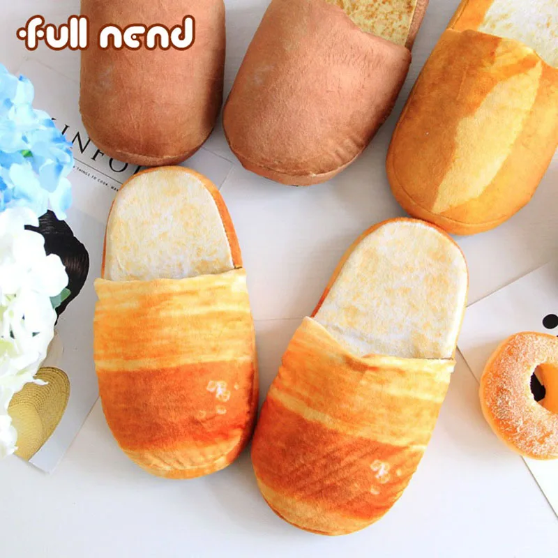 Cute Emulation Soft Slipper Women Fashion Bread Burger Winter Slippers Men Indoor Non-slip Slippers Funny Toast Shoes Size 42
