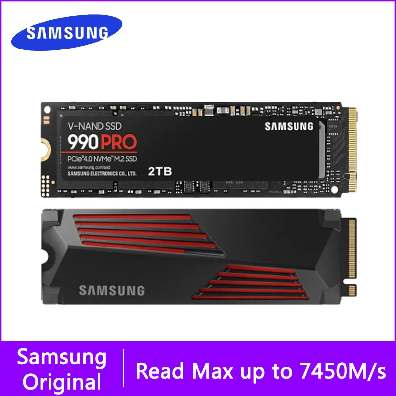 

SAMSUNG M.2 SSD M2 1TB 2TB PCIe Gen 4.0 x4, NVMe™ 2.0 HDD Hard Drive Disk Solid State 990 Pro With Vest Cooling Strip For Laptop
