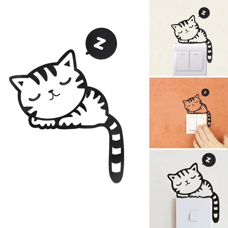 

Little Cat Sleep Switch Decal Creative Cute And Fun Little Cat Bedroom Living Room Switch Decoration Decal Home Decoration