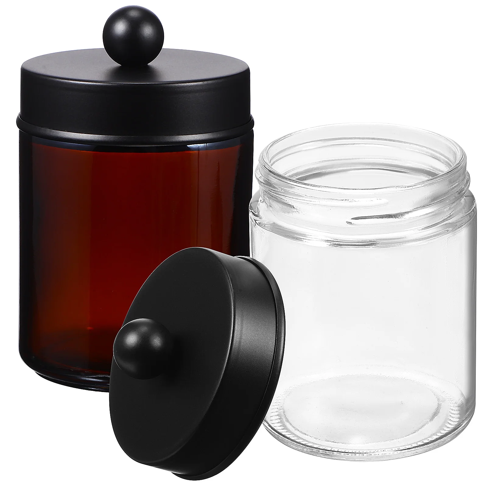 

Cotton Pad Container Glass Swab Holder With Lids Bathroom Organizer Canisters Buds Dispenser