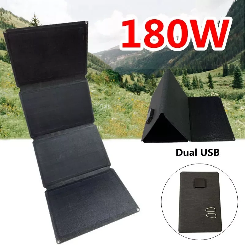 

NEW 180W Foldable Solar Panel Dual USB 5V Solar Charger Portable Waterproof Panel Solar Cell Outdoor Mobile Power for Camping Hi