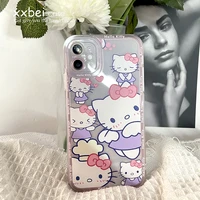 bandai cute hello kitty transparent phone case for iphone 13 12 mini 11 pro max xs x xr 8 7 6 6s plus ins mymelody clear cover