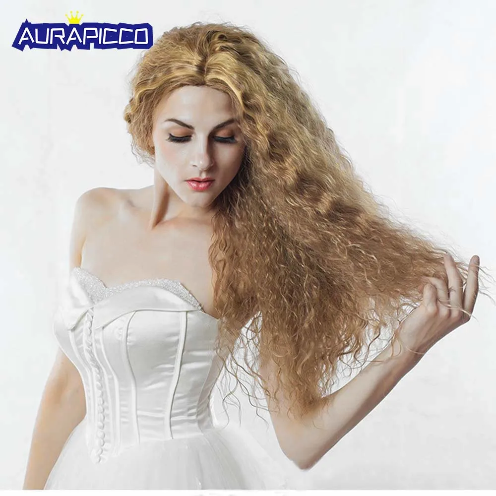 Perm Corn Wig 65 CM Synthetic Fairy Tale Princess Wigs Women Hair Heat Resistant Long Curly Blonde Fluffy Costume | Тематическая