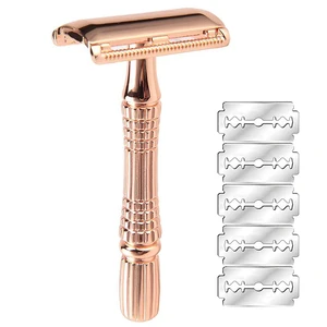 YINTAL, розовое золото, Мужская Ручная Классическая бритвенная Безопасная бритва, бритва с 5 лезвиями для стрижки бороды, личная гигиена