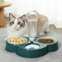 pet dog feeder 500ml automatic water refilling dispenser anti slip three in one feeding bowl drinking double bowls pet supplies