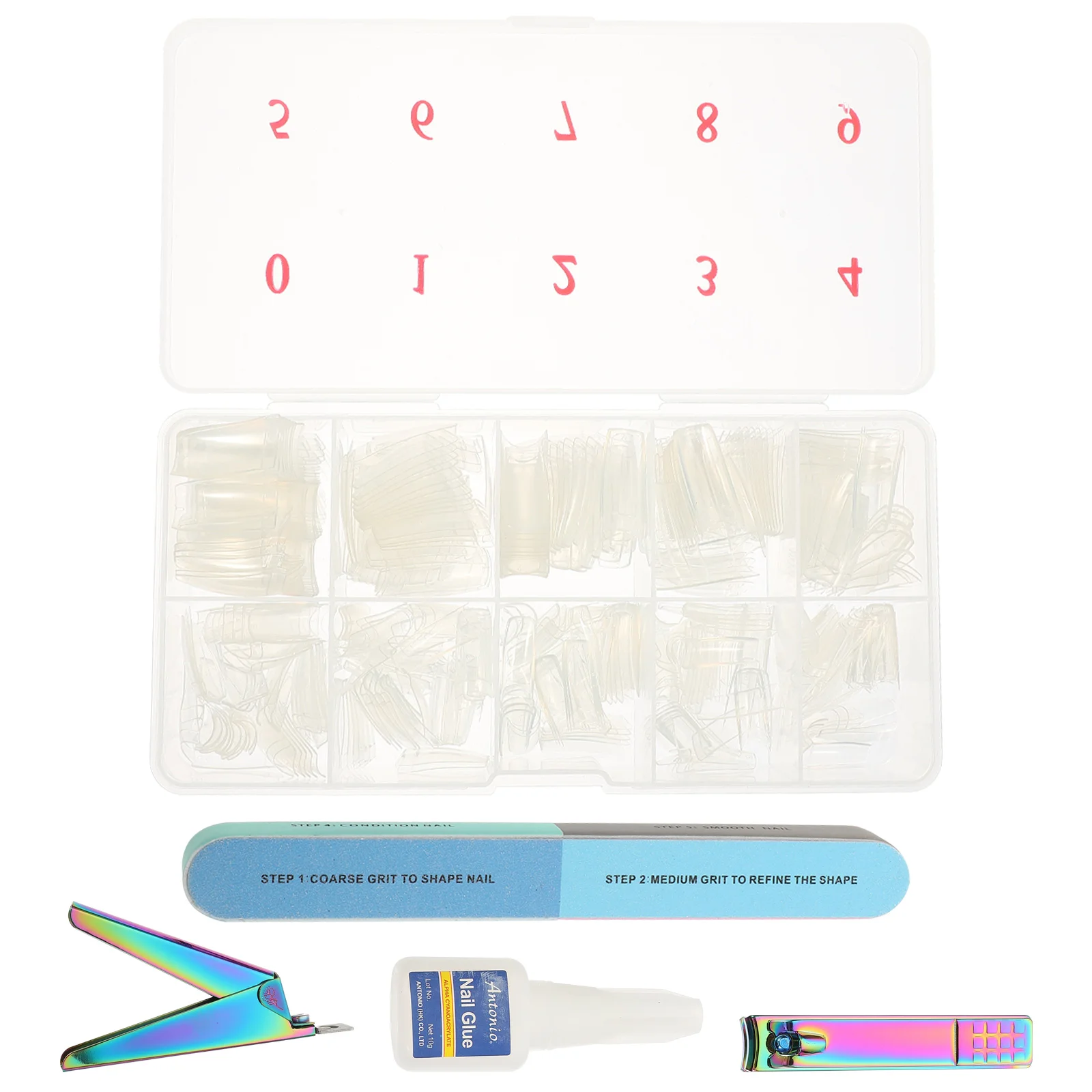 

1 Set of False Nail Tips Artificial Fake Nail Pieces Nail Scissors Nail Art Tool