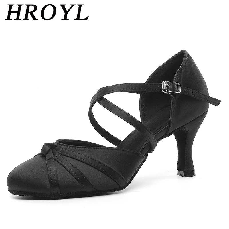 

HROYL Girls Dance-Shoes For Women Ballroom Latin Dance Shoe For Ladies Modern Tango Jazz Dancing Shoes Salsa Sandals Satin