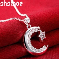 925 sterling silver 16 30 inch chain aaa zircon moon star pendant necklace for women engagement wedding fashion charm jewelry