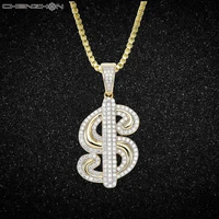 chenzhon dollars shape iced out zircons pendants 925 sterling silver jewelry necklaces hip hop style for men chains free box