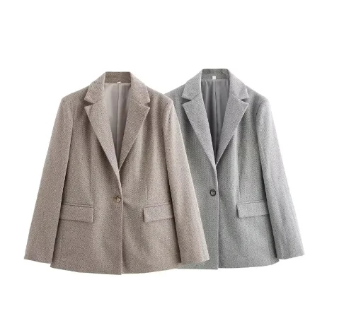 Женское пальто 2025 новое модное свободное диагональное с узором елочка женское на