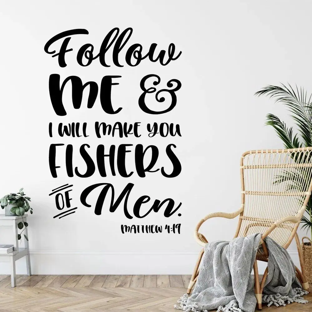

Matthew 4:19 Bible Verse Wall Stickers Follow Me and I Will Make You Fishers of Men Decals Vinyl Church Rooms Decor Mural HJ1355