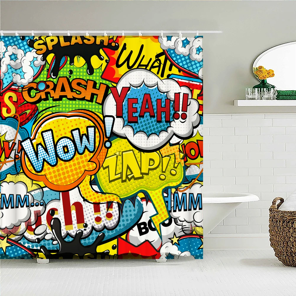 Высококачественные тканевые занавески для душа с мультяшным принтом забавные