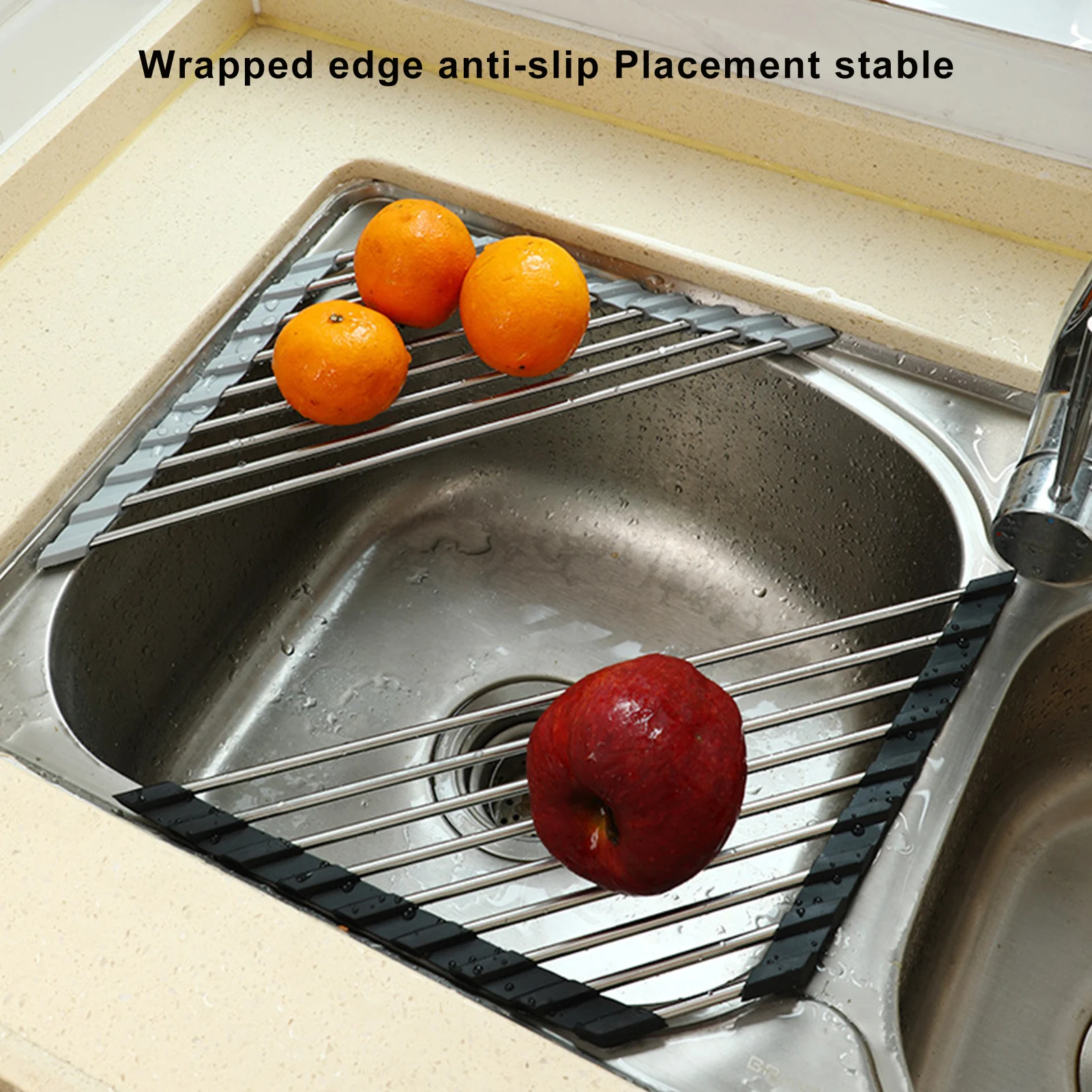 

Triangle Roll Up Stainless Steel Dish Drying Rack Vegetable Drainer Sponge Holder Over The Sink Corner For Kitchen Bathroom