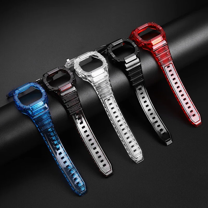 Фото Для Casio безель для часов DW-5600 GW-B5600 GW-M5610 mod Kit прозрачный силиконовый ремешок Корпус DW5600 прозрачный набор часов Подарочные инструменты №3