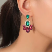 chic hanging earrings elegant mid length geometric metal drop earrings dangle earrings colorful earrings 1 pair
