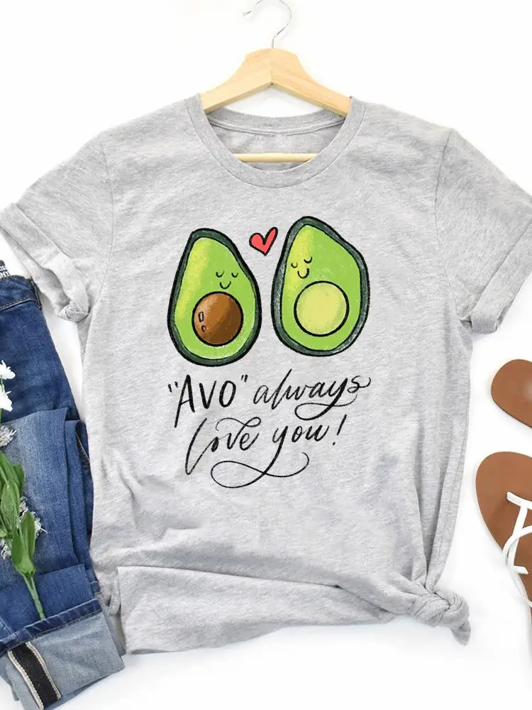 

Женская футболка с коротким рукавом и принтом авокадо, в стиле 90-х