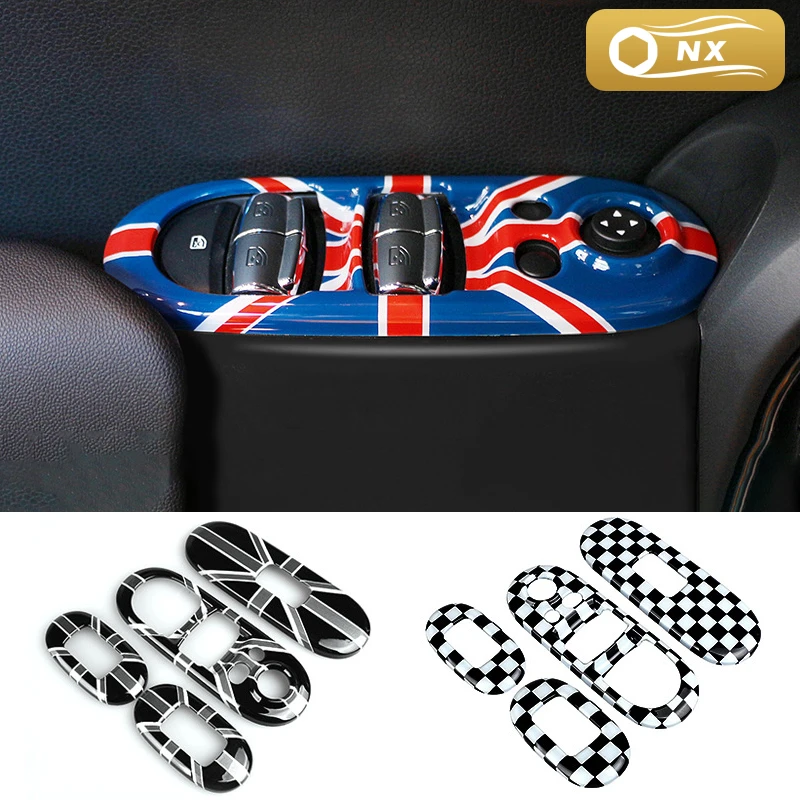 

4 шт. переключатель стеклоподъемника автомобиля, декоративная крышка управления, чехол, оболочка, наклейки, корпус для Mini Cooper S JCW F55, аксессуа...