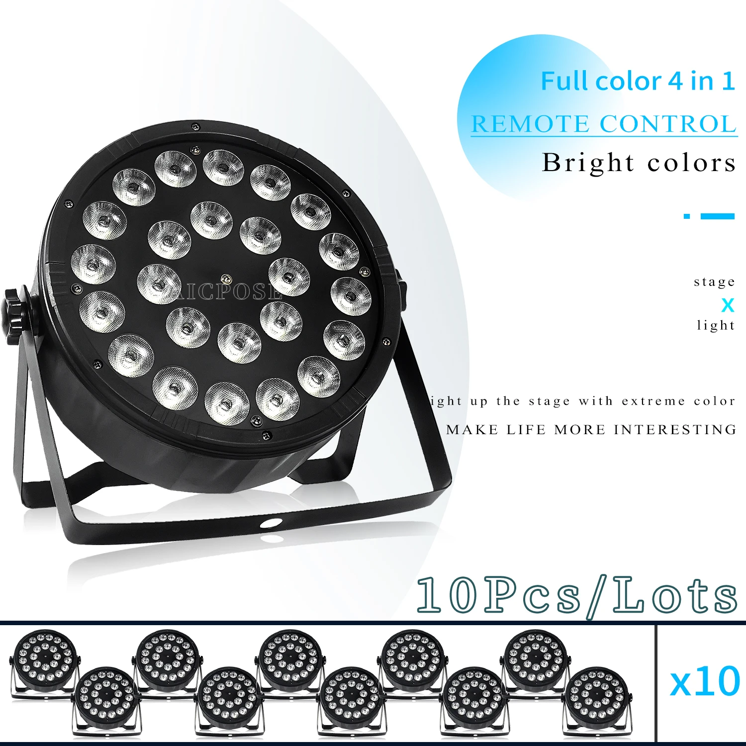 

10Pcs/Lots 24x12W RGBW 4 in 1 LED Par Light Wireless Remote Control Flat Spotlight DMX Controlled Dance Studio DJ Disco Light